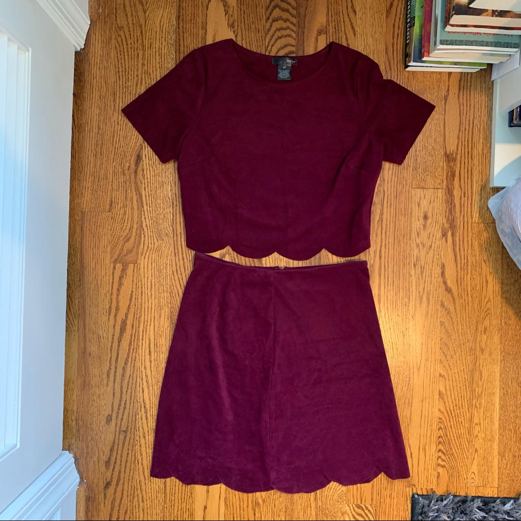 Nwot Aqua Fuchsia Suede 2 Piece Set
